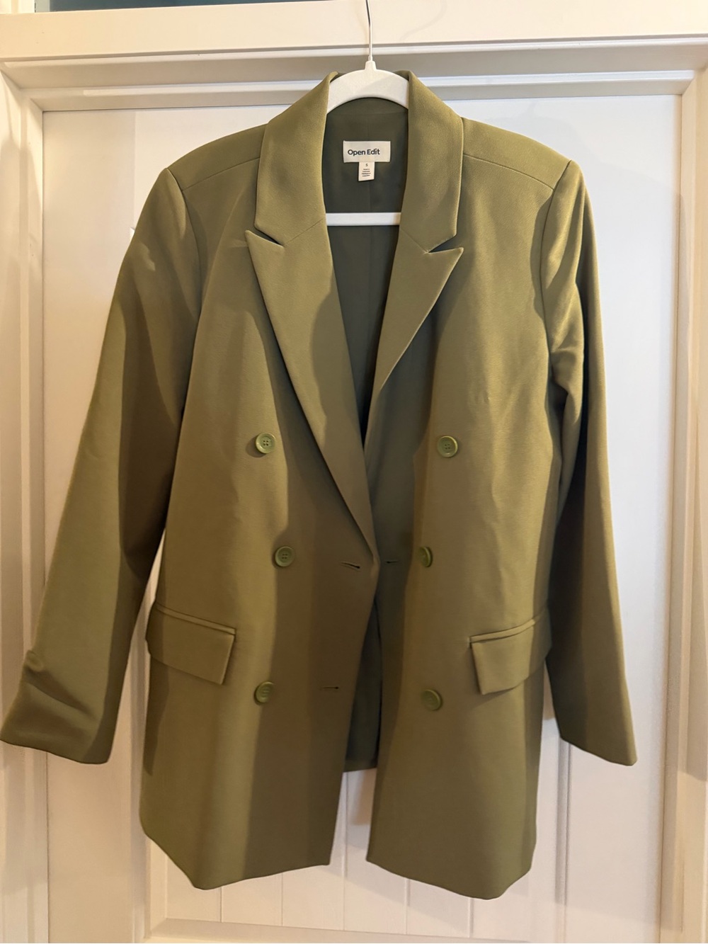 Open Edit Olive Blazer Jacket - Double-Breasted